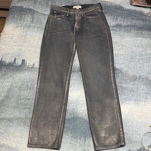 69. Lucky Brand Women's shimmery Gray Straight Leg blue Jeans